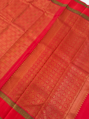 Exclusive Kanchivaram Pure Silk Pure Zari Silk Saree | Deep Green | Check Pattern | Handwoven | Ships from California